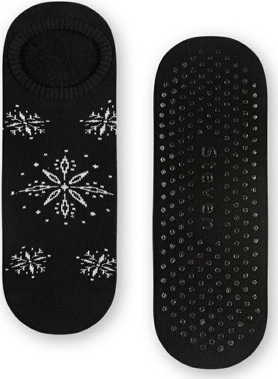 Čierne protišmykové ponožky s motívom vločiek Art.132 ZF037, BLACK - ABS Veľkosť: 35/37
