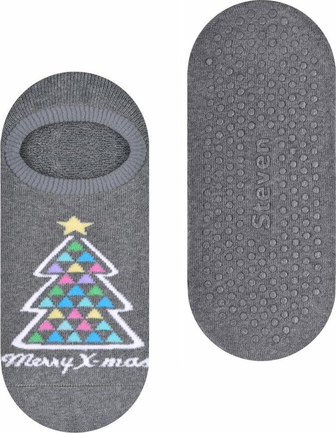 Šedé dámske nízke ponožky so stromčekom Art.132 ZG019, GREY - ABS Veľkosť: 35/37