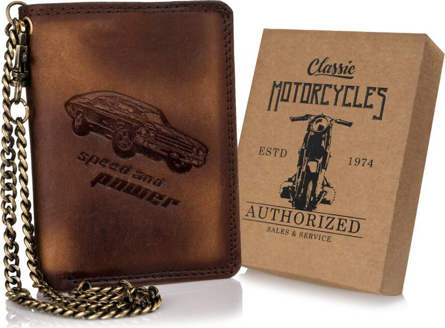 Hnedá kožená pánska peňaženka Speed and power D011 N4C-VIN-09 Veľkosť: ONE SIZE