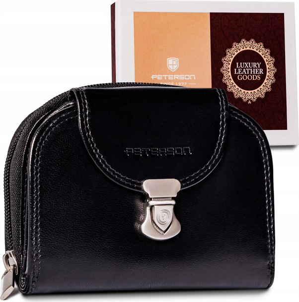 Peterson Čierna stredná kožená peňaženka Y471 [D] PTN RD-28-GCL BLACK Veľkosť: ONE SIZE