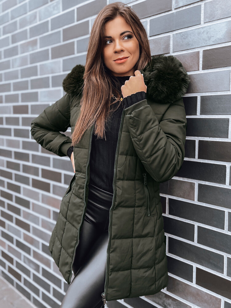 Tmavá khaki prešívaná bunda LELISIA TY4029 Veľkosť: S