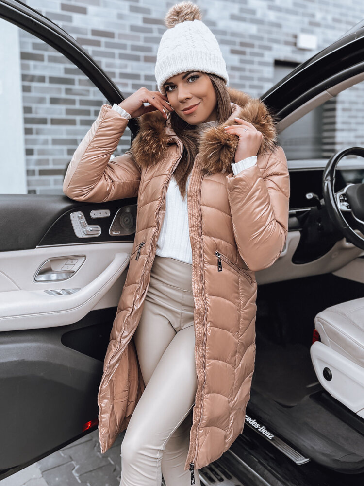 Camel elegantný prešívaný kabát STELLAR TY3994 Veľkosť: XL