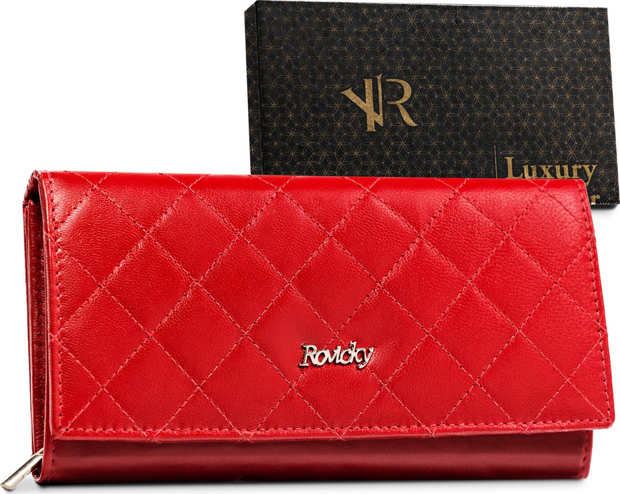 Rovicky Červená dámska prešívaná kožená peňaženka V220 [DH] R-RD-12-GCL-Q Veľkosť: ONE SIZE