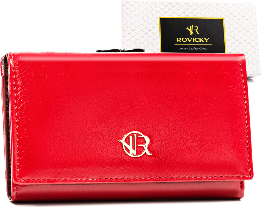 Rovicky Červená kožená peňaženka na háčik V222 [DH] RPX-23-ML Veľkosť: ONE SIZE