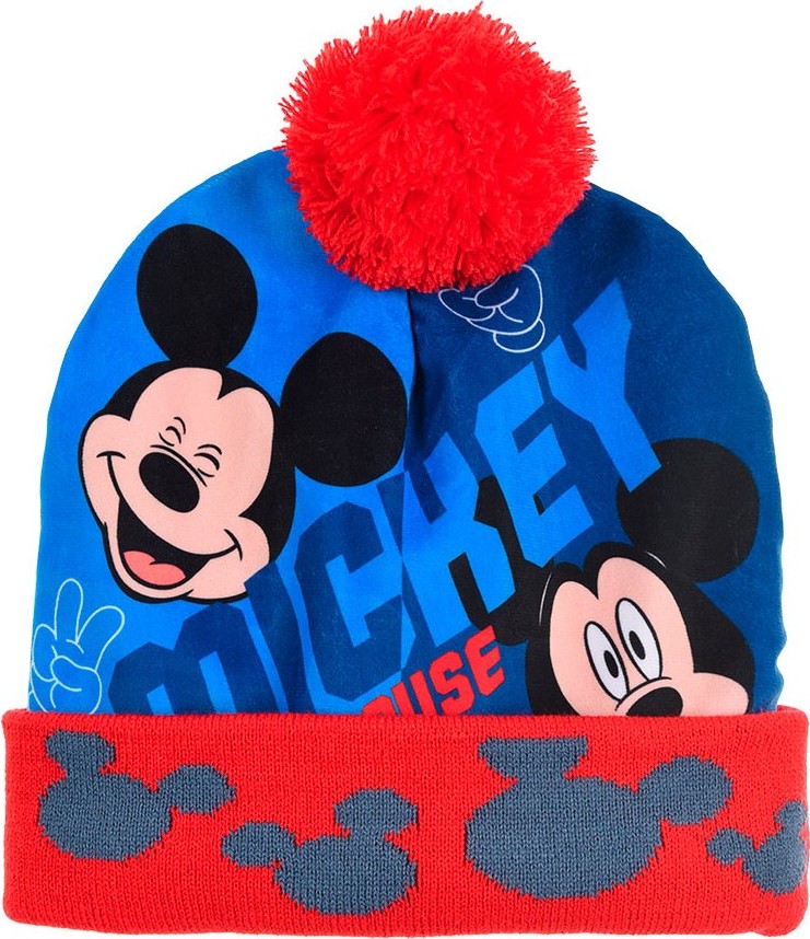 Disney warm Mickey Mouse modro-červená chlapčenská čiapka s brmbolcom Veľkosť: 54