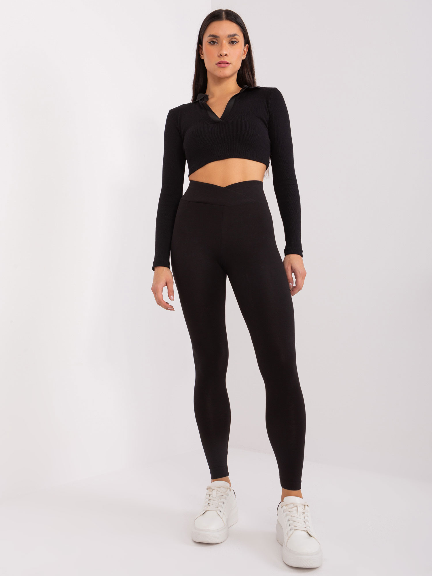 Čierne legíny s vysokým pásom -LO-LG-LK-523.13-black Veľkosť: S