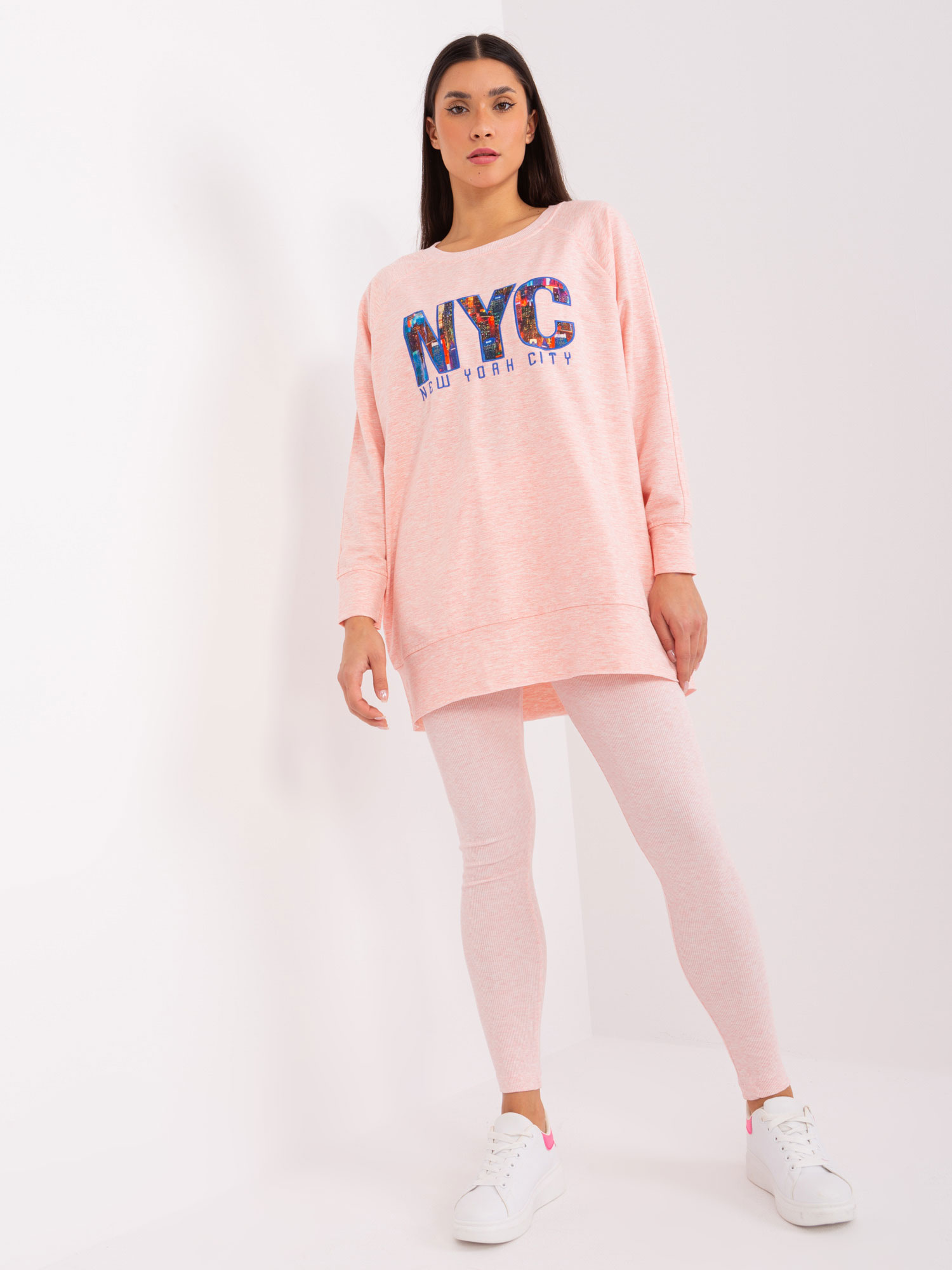 Svetloružová teplákovka NYC -EM-KMPL-830.32P-light pink Veľkosť: ONE SIZE