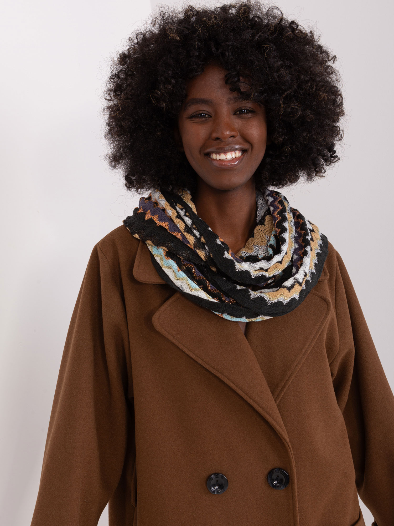 Farebný vzorovaný komínový šál -AT-KM-BF48661.26-dark green Veľkosť: ONE SIZE