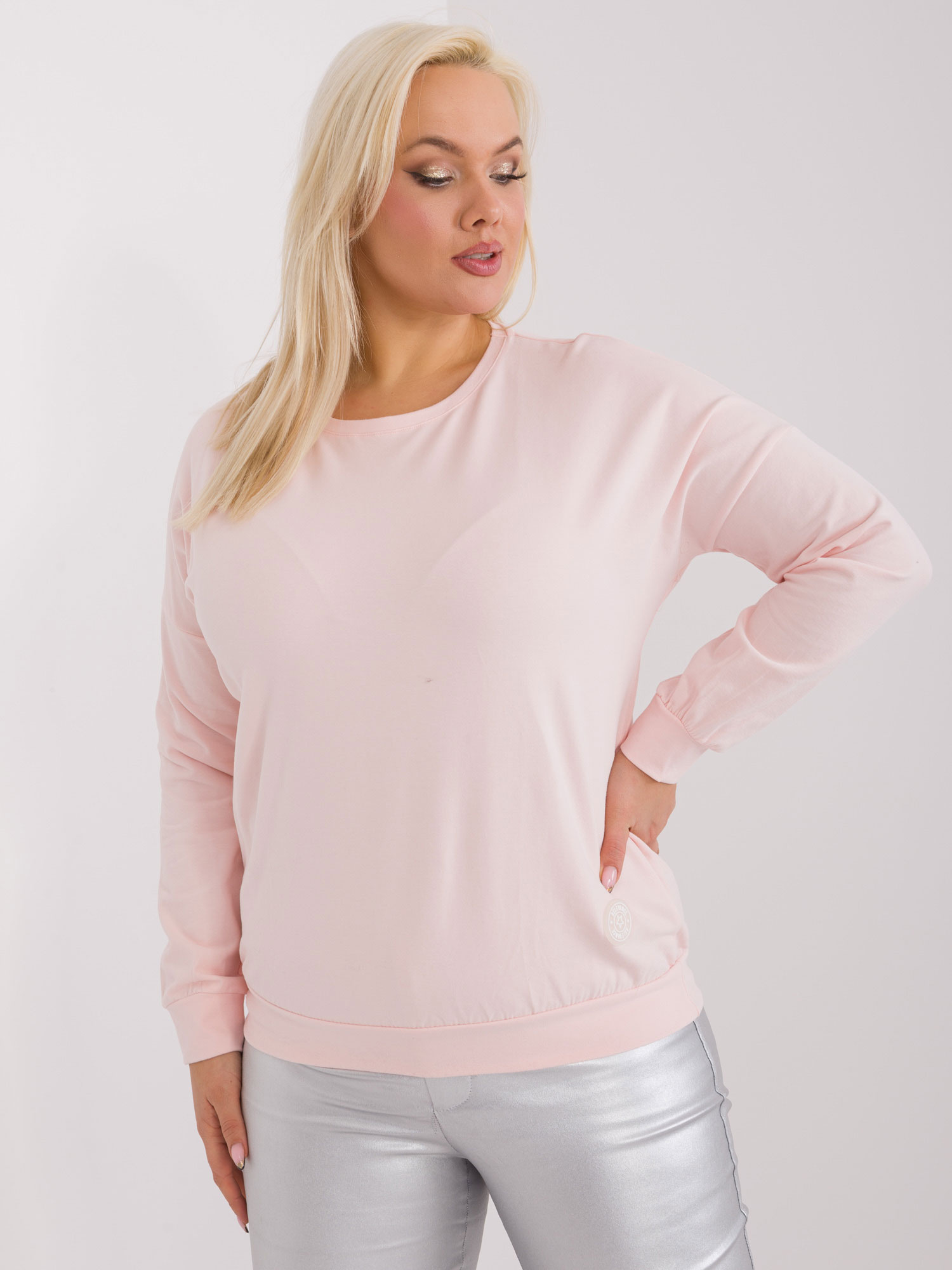 Svetloružové jednofarebné tričko RV-BZ-9258.22-light pink Veľkosť: ONE SIZE