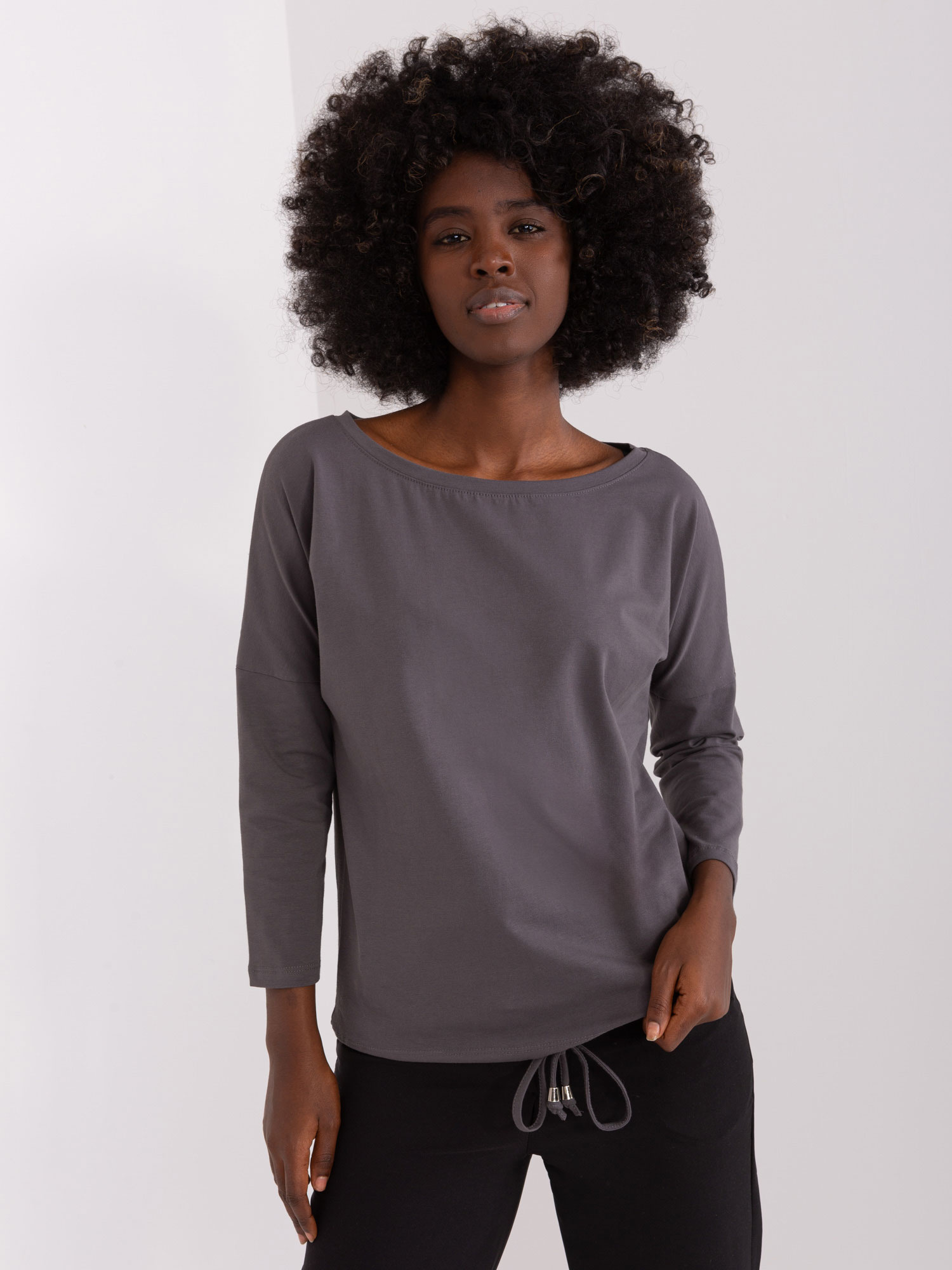 Tmavosivé tričko s 3/4 rukávom RV-BZ-4691.49-dark grey Veľkosť: S