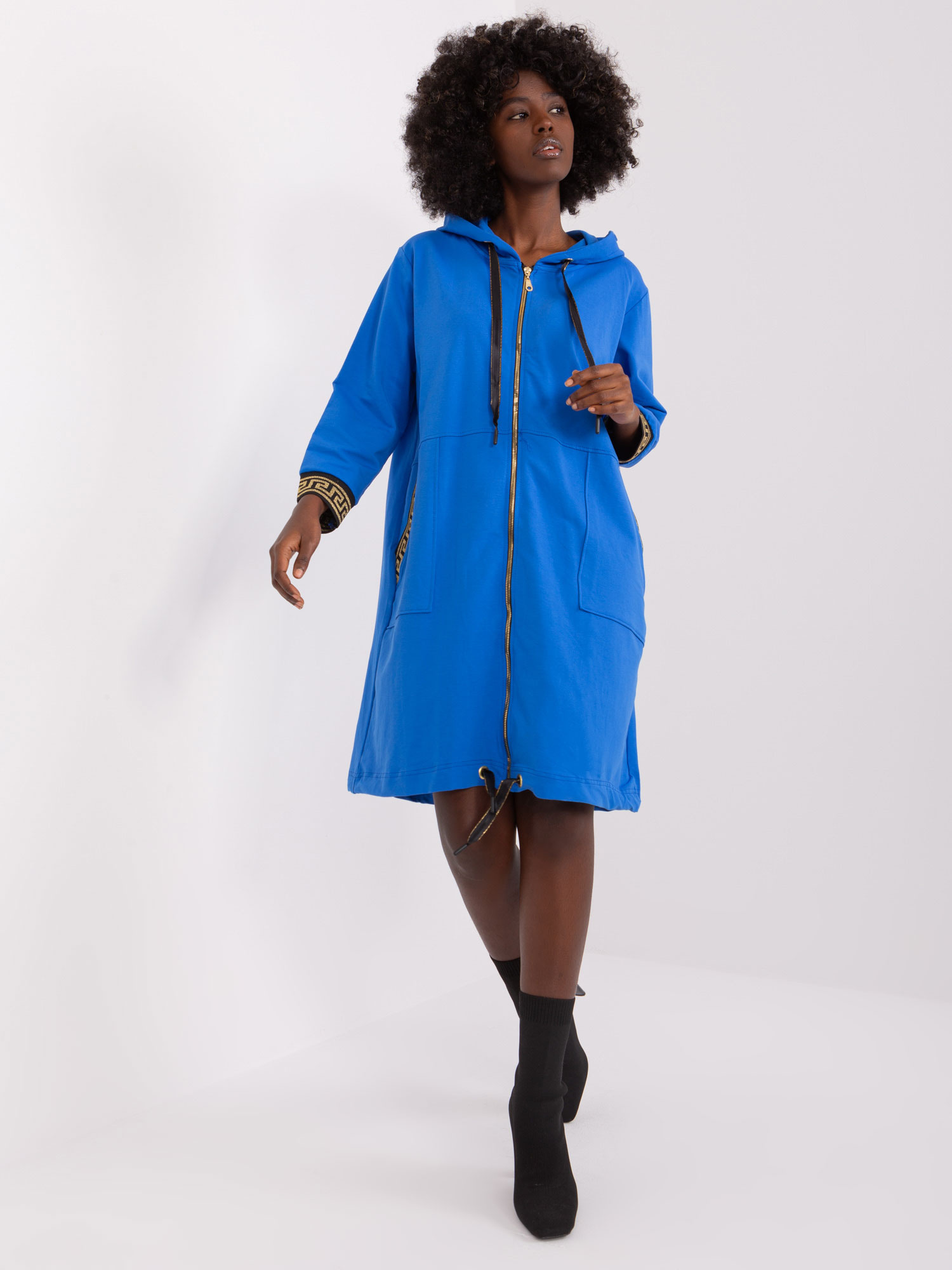 Modrá dlhá mikina s vreckami -PM-BL-6792.96P-dark blue Veľkosť: L/XL