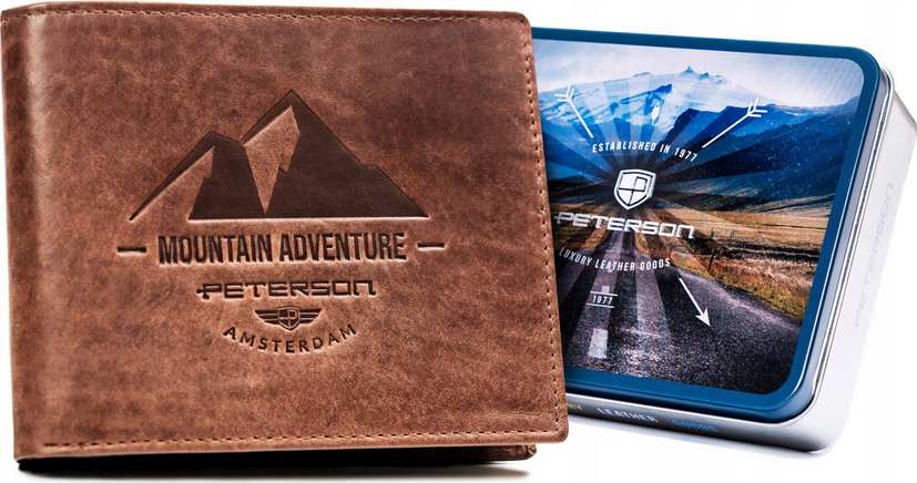 Peterson Svetlohnedá kožená peňaženka s potlačou W139 [DH] PTN N992-BE-MOUN Veľkosť: ONE SIZE