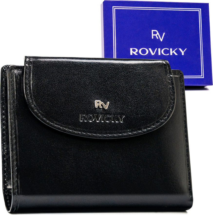 Rovicky Čierna kožená peňaženka na patentku V243 [DH] RV-70614-9-BCA Veľkosť: ONE SIZE