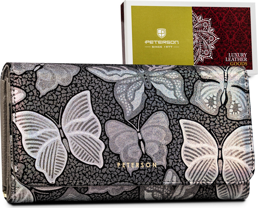 Peterson Sivá peňaženka s holografickými motýlikami Y532 [DH] PTN 421077-ONBF Veľkosť: ONE SIZE