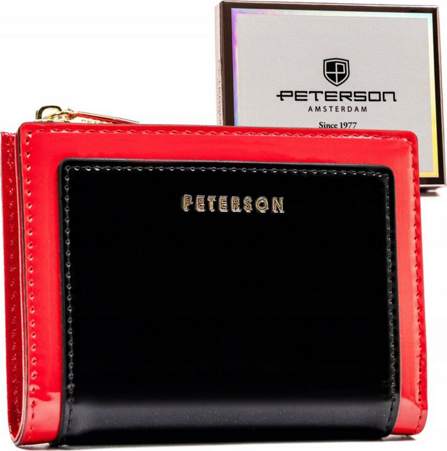 Peterson Čierno-červená malá peňaženka Y529 [DH] PTN 003-LAK Veľkosť: ONE SIZE