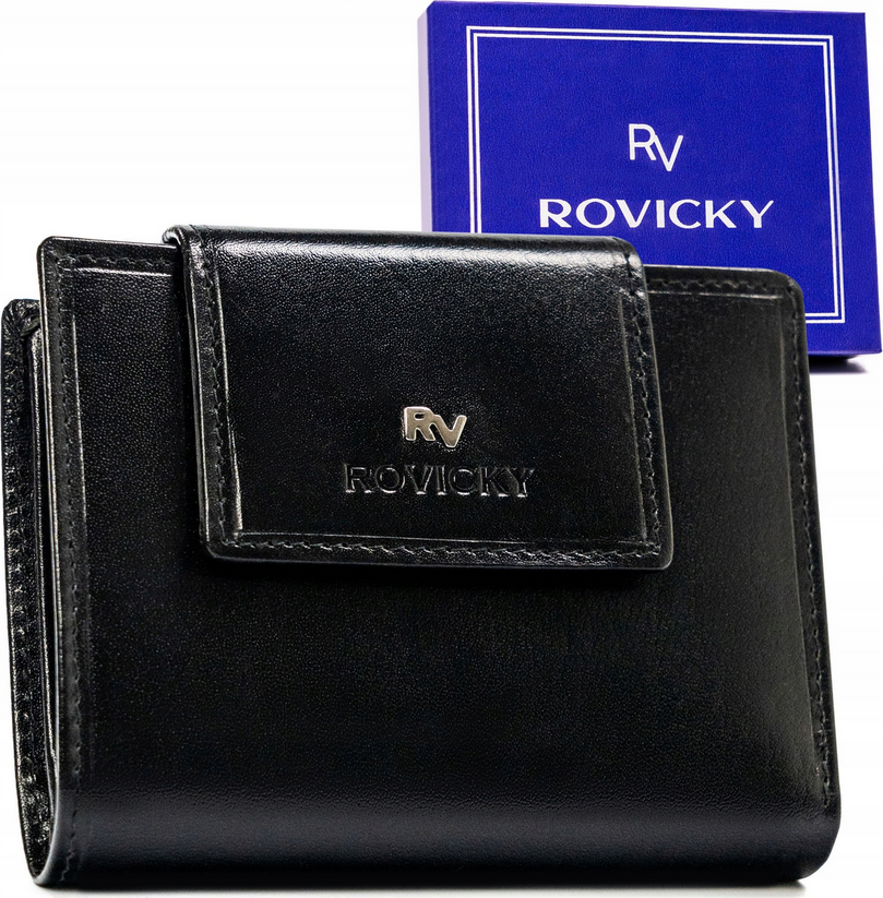 Rovicky Čierna stredná kožená peňaženka V241 [DH] RV-70613-9-BCA Veľkosť: ONE SIZE