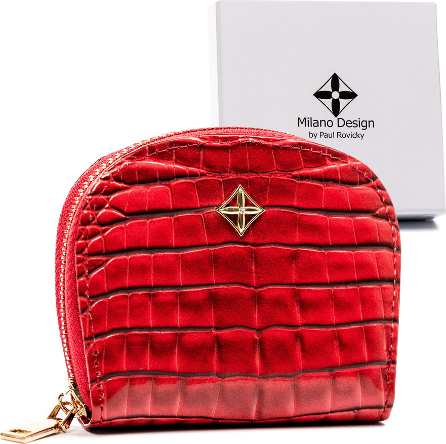 Milano Design Červená malá peňaženka na zips T027 [DH] SF1840-JM Veľkosť: ONE SIZE