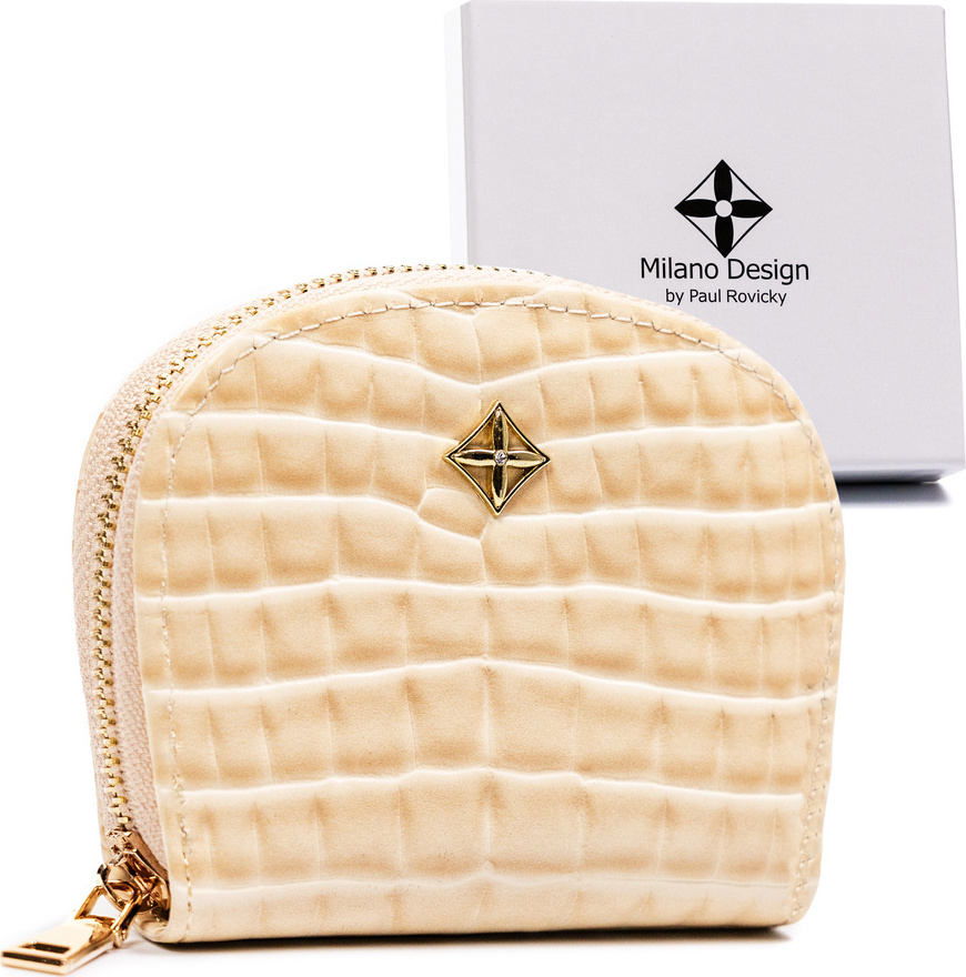 Milano Design Béžová malá peňaženka na zips T026 [DH] SF1840-JM Veľkosť: ONE SIZE