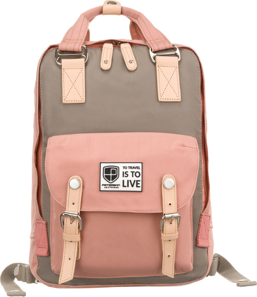Peterson Svetloružovo-sivý športový štýlový plecniak [DH] PTN 2023-5 Veľkosť: ONE SIZE