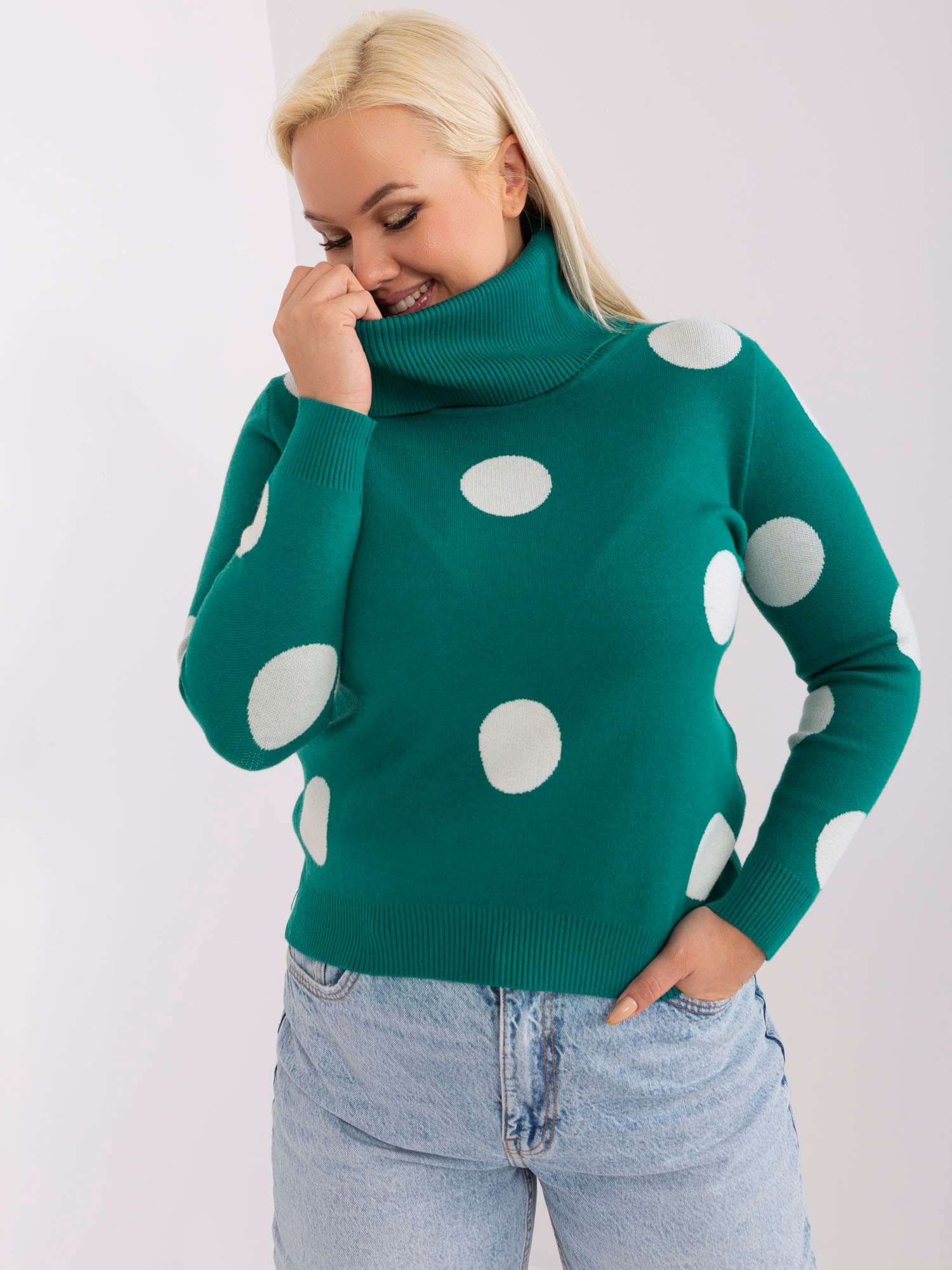 Modro-zelený rolák s bodkami PM-SW-PM1023.24X-blue sea Veľkosť: 2XL/3XL