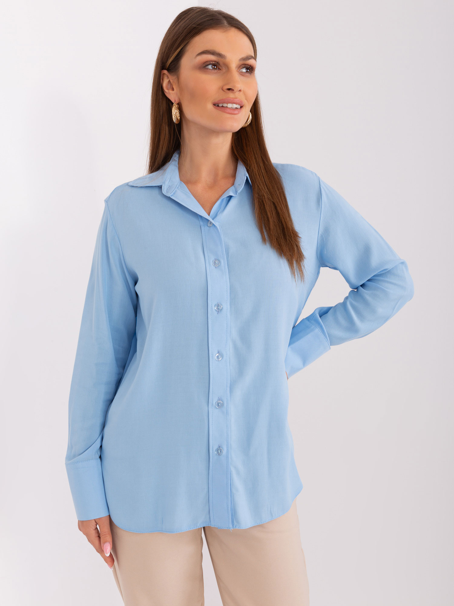 Svetlomodrá klasická košeľa s golierom LK-KS-509094.93P-light blue Veľkosť: S/M