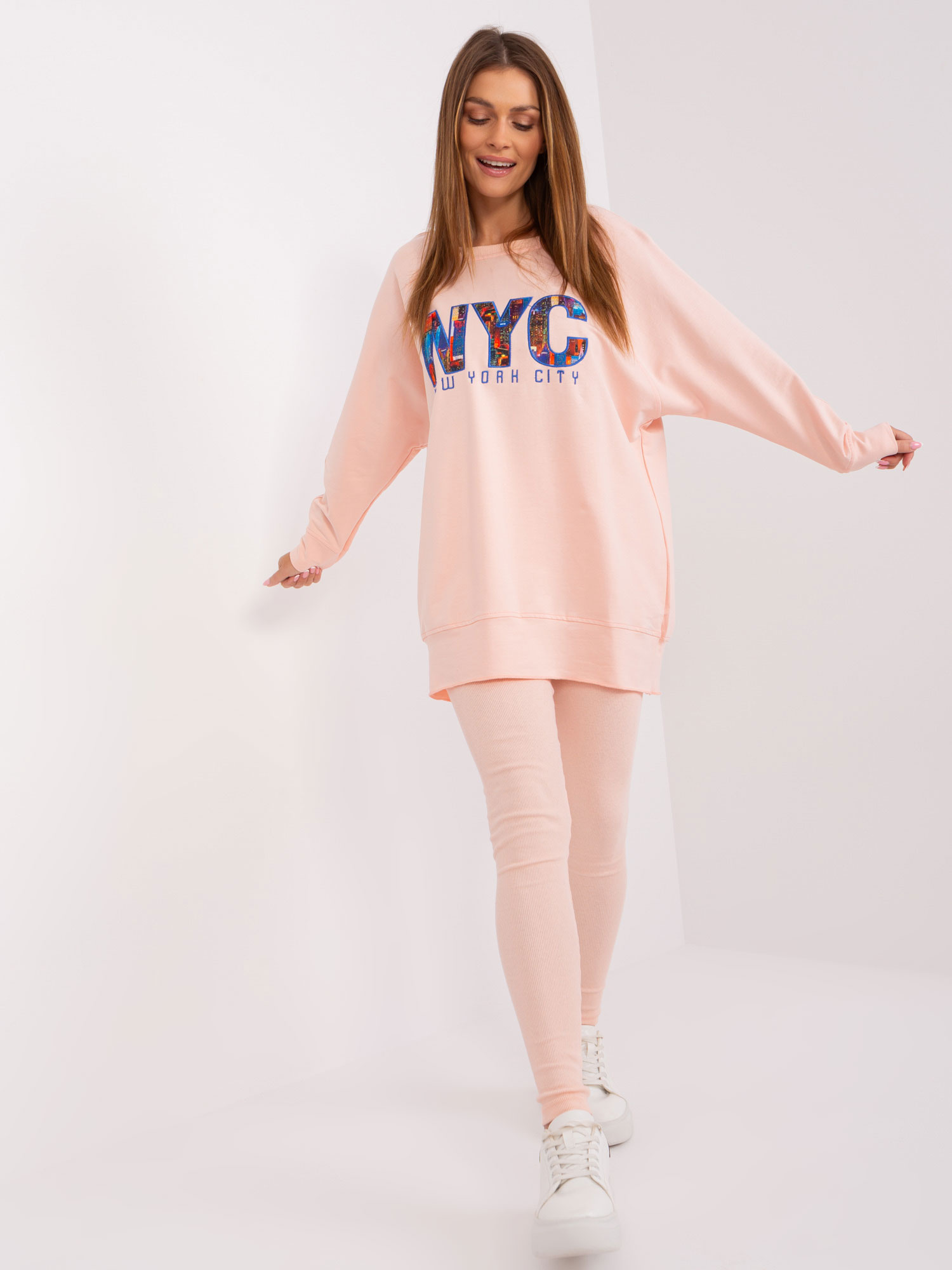 Broskyňová teplákovka NYC EM-KMPL-830.77P-peach Veľkosť: ONE SIZE