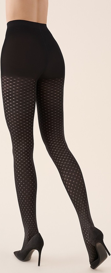 Čierne vzorované silonky Gabriella 312 Wawes 80 deň Veľkosť: S, Barva: čierna