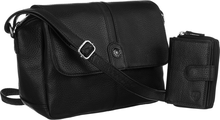 Peterson čierna kožená sada crossbody kabelka s peňaženkou [DH] PTN 8924-DS Veľkosť: ONE SIZE