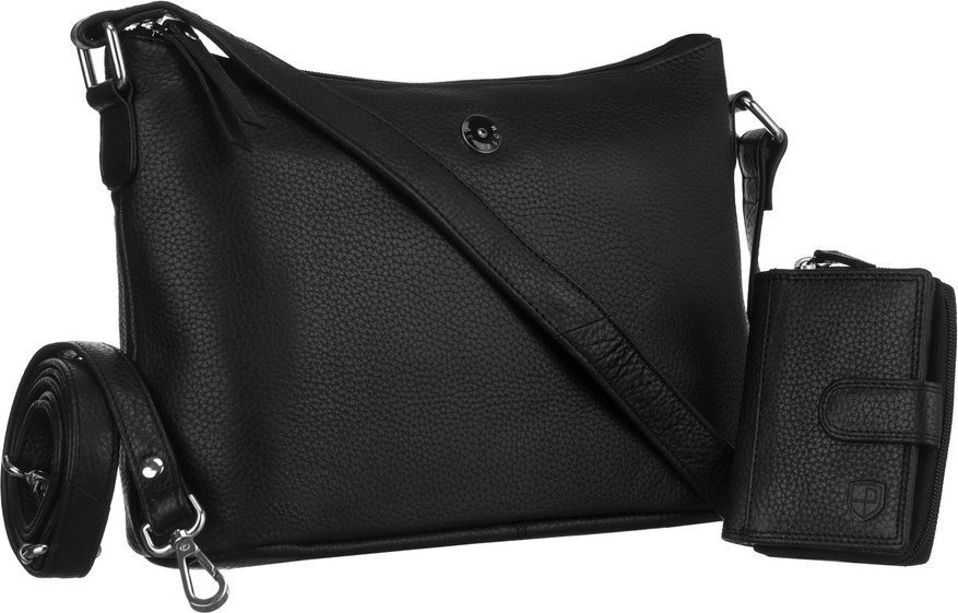 Peterson čierna kožená sada crossbody kabelky s peňaženkou [DH] PTN D73-DS Veľkosť: ONE SIZE