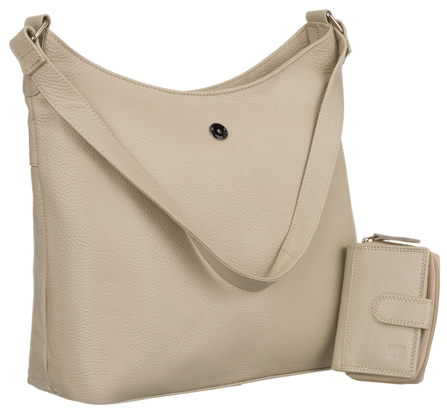 Peterson krémová kožená sada shopper kabelky a peňaženky [DH] PTN 6104-DS Veľkosť: ONE SIZE