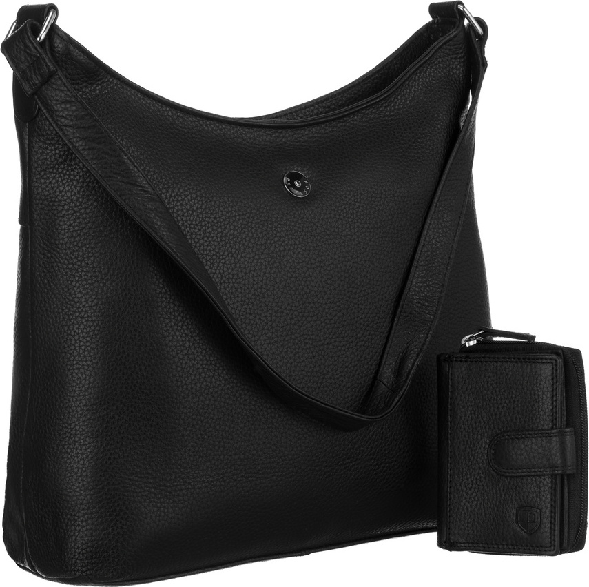 Peterson čierna kožená sada shopper kabelky a peňaženky [DH] PTN 6104-DS Veľkosť: ONE SIZE