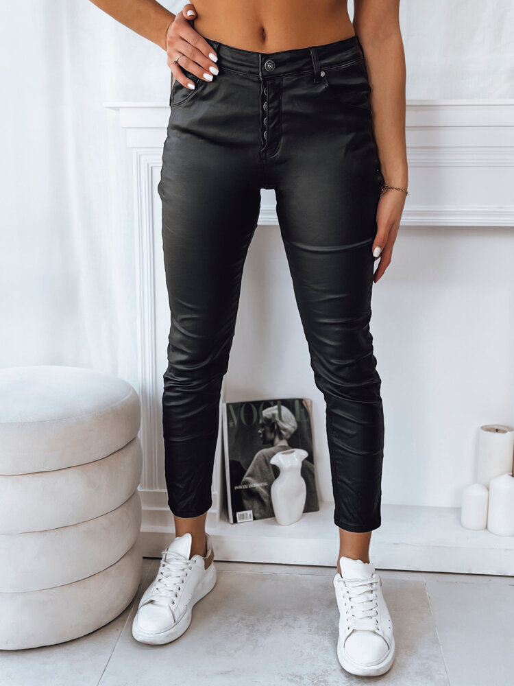 Čierne koženkové nohavice WEST UY1777 Veľkosť: S