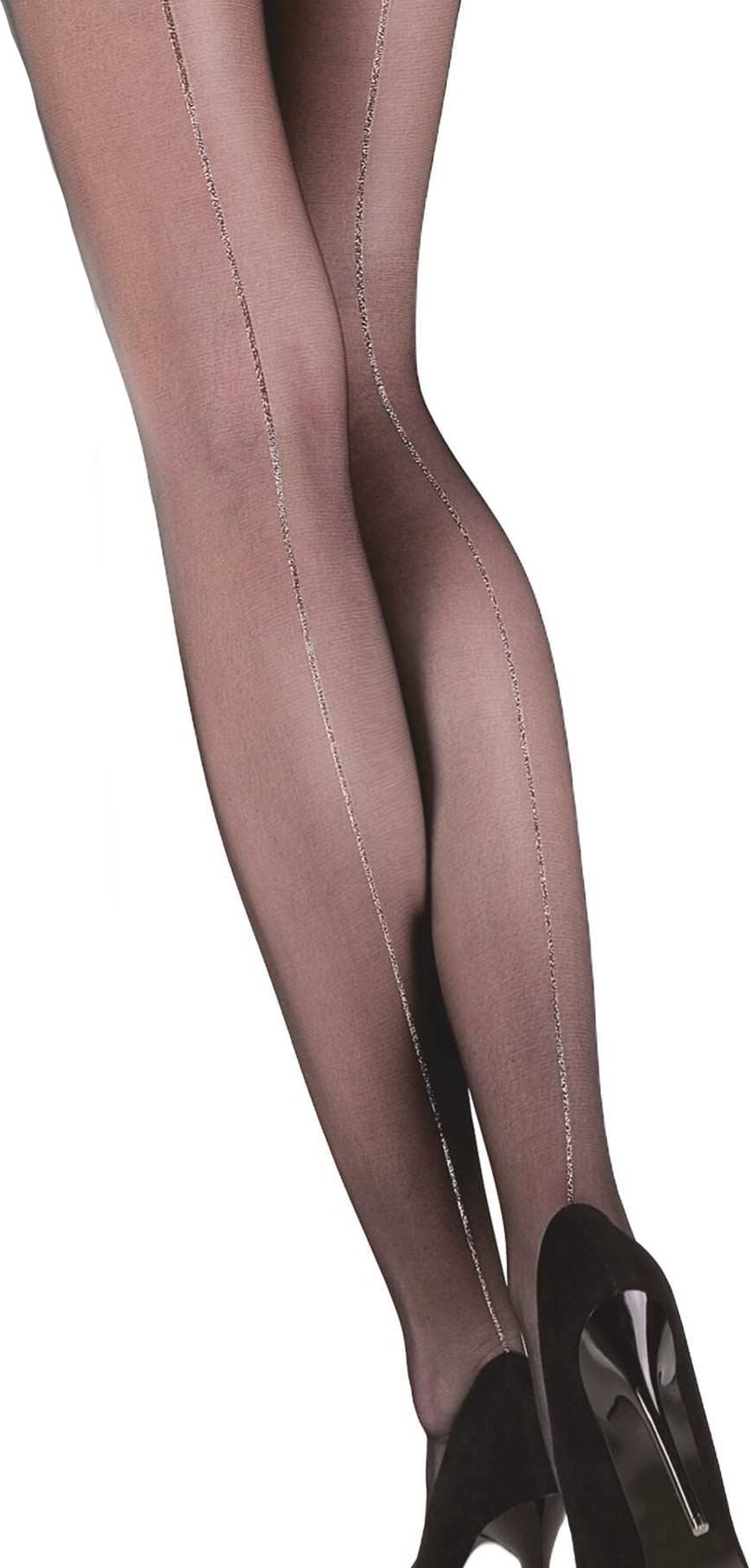 Čierne silóny s lesklým švom Fiore Gina Lurex 5132 20 deň Veľkosť: L, Barva: čierna