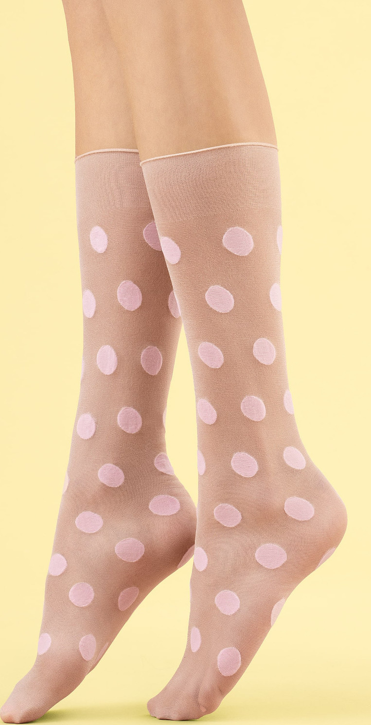 Podkolienky s bodkami Fiore G 1106 Playful Veľkosť: ONE SIZE, Barva: svetlá telová