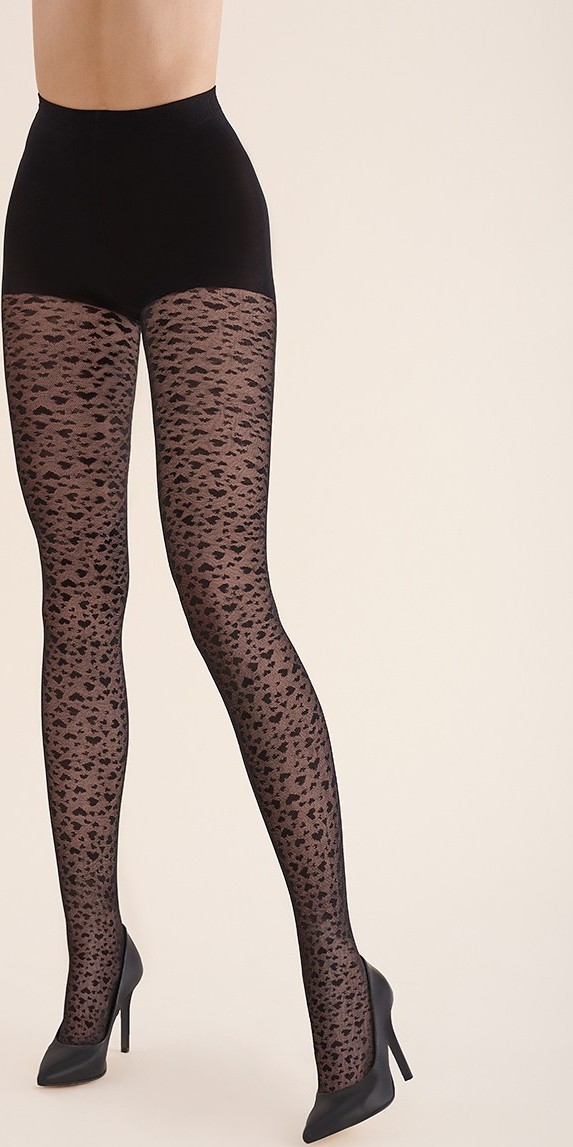 Čierne vzorované silonky Gabriella 313 Lovers 60 deň Veľkosť: S, Barva: čierna