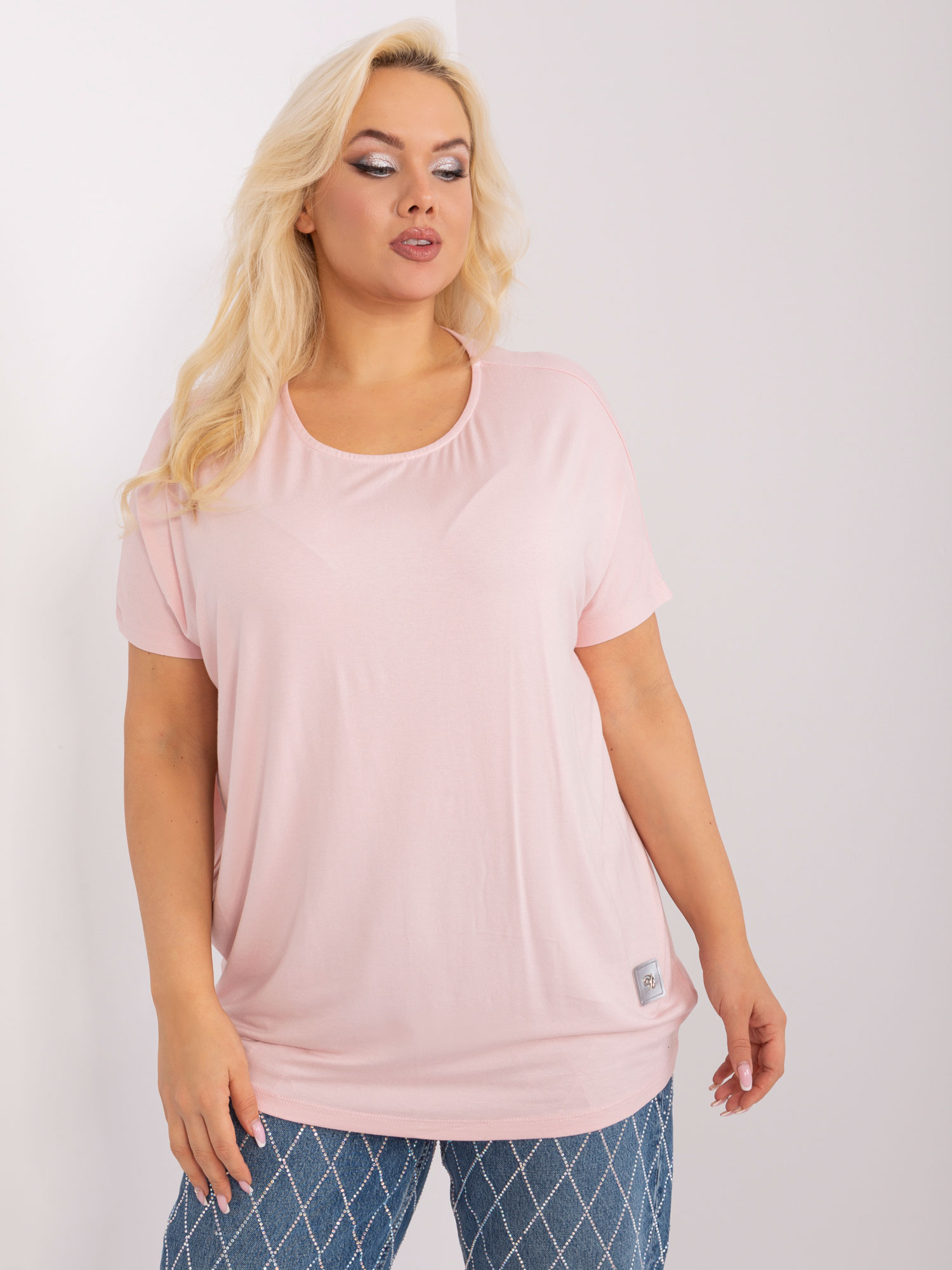 SVETLORUŽOVÉ JEDNOFAREBNÉ VOĽNÉ TRIČKO -RV-BZ-3585.25-LIGHT PINK Veľkosť: ONE SIZE