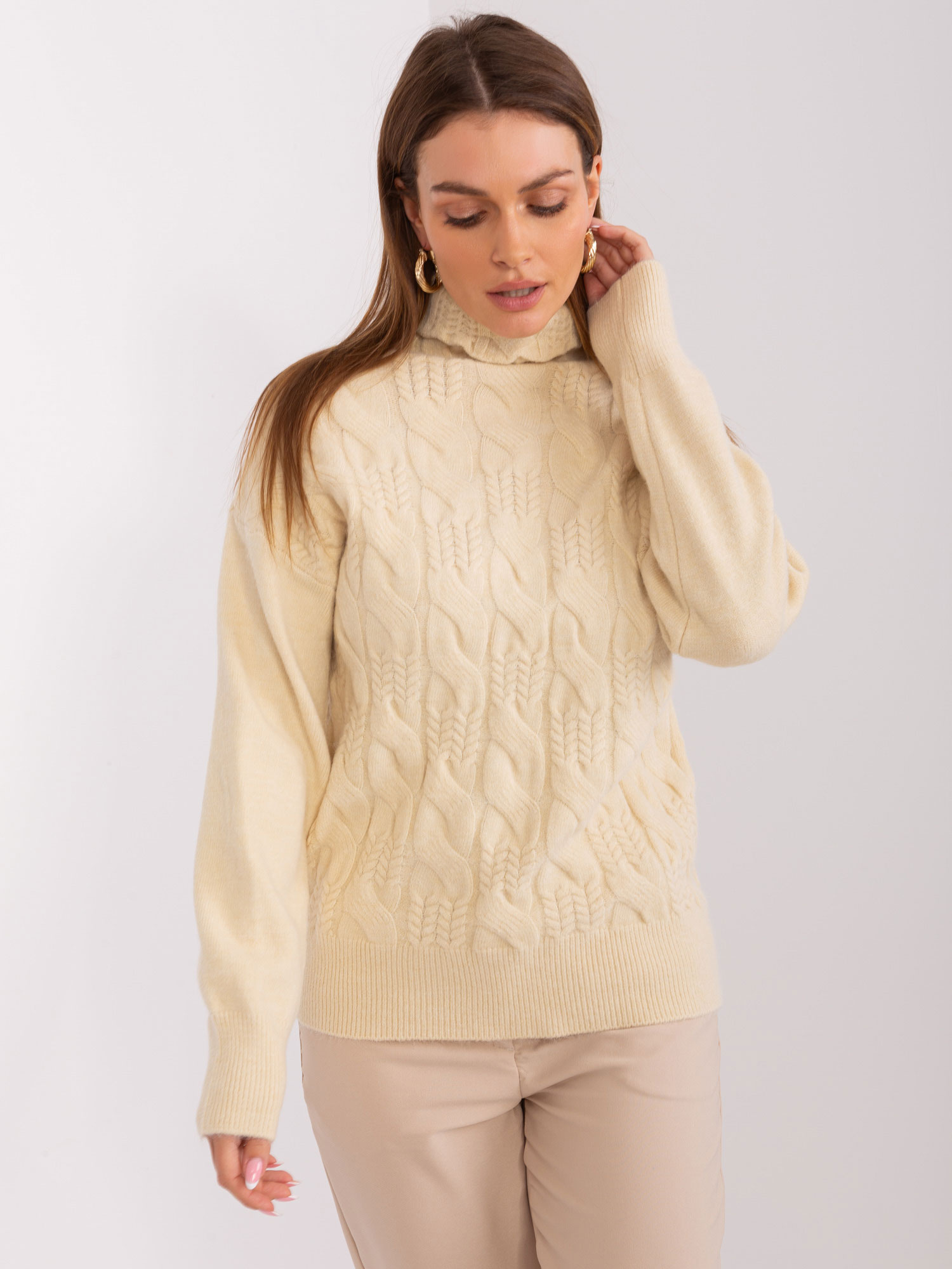 Svetlobéžový rolák so vzorom -AT-SW-23401.97P-light beige Veľkosť: ONE SIZE