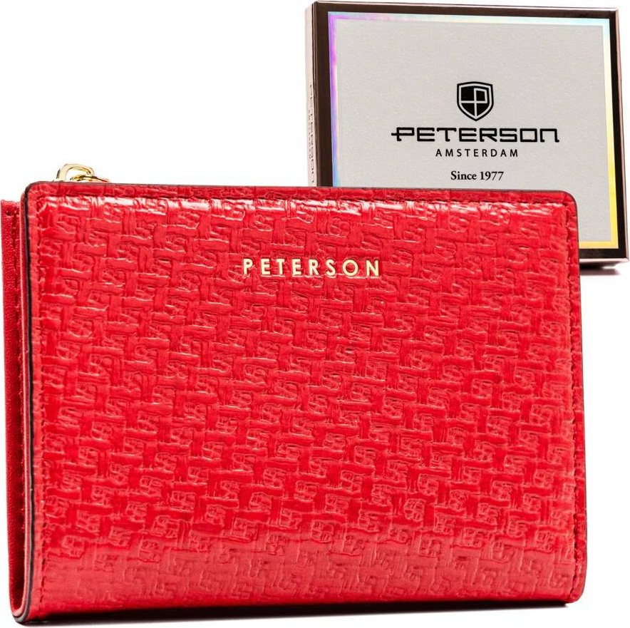 Peterson Červená vrúbkovaná malá peňaženka Y504 [DH] PTN 003-YS Veľkosť: ONE SIZE