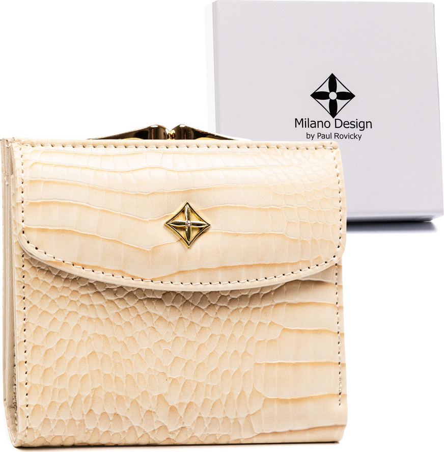 Milano Design Béžová malá peňaženka z eko kože T015 [DH] SF-1815-JM Veľkosť: ONE SIZE