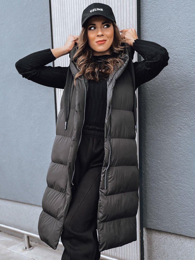 Čierna dlhá prešívaná vesta NEEKO TY4045 Veľkosť: S