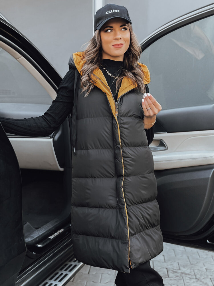 Čierna dlhá vesta NEEKO TY4042 Veľkosť: S