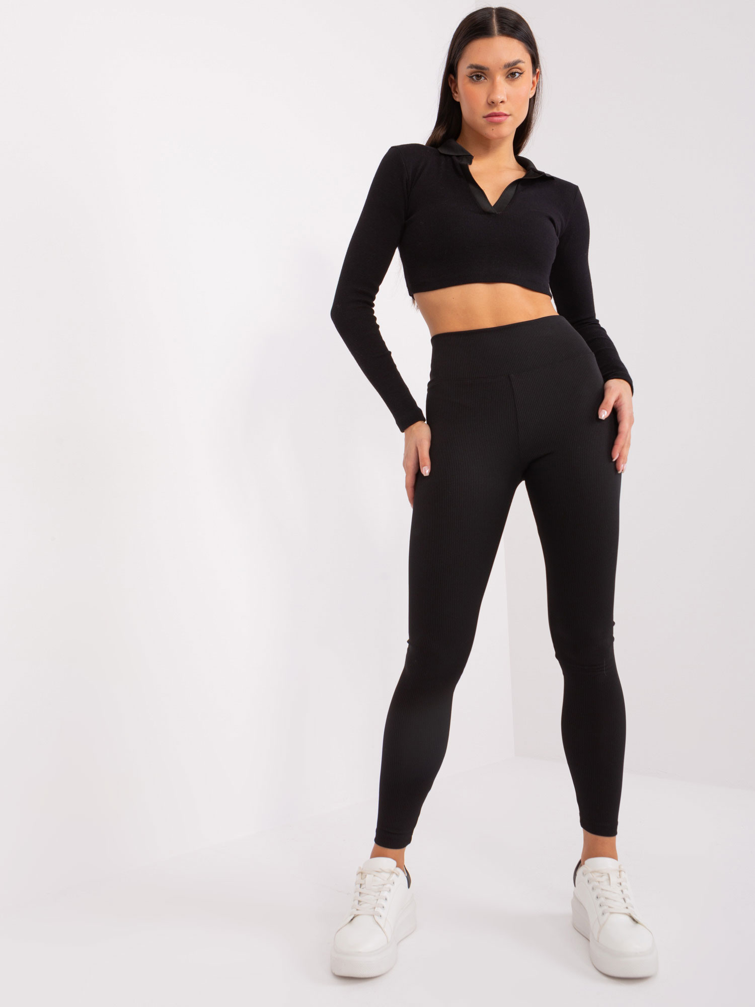 Čierne športové legíny RV-LG-9327.24-black Veľkosť: XL