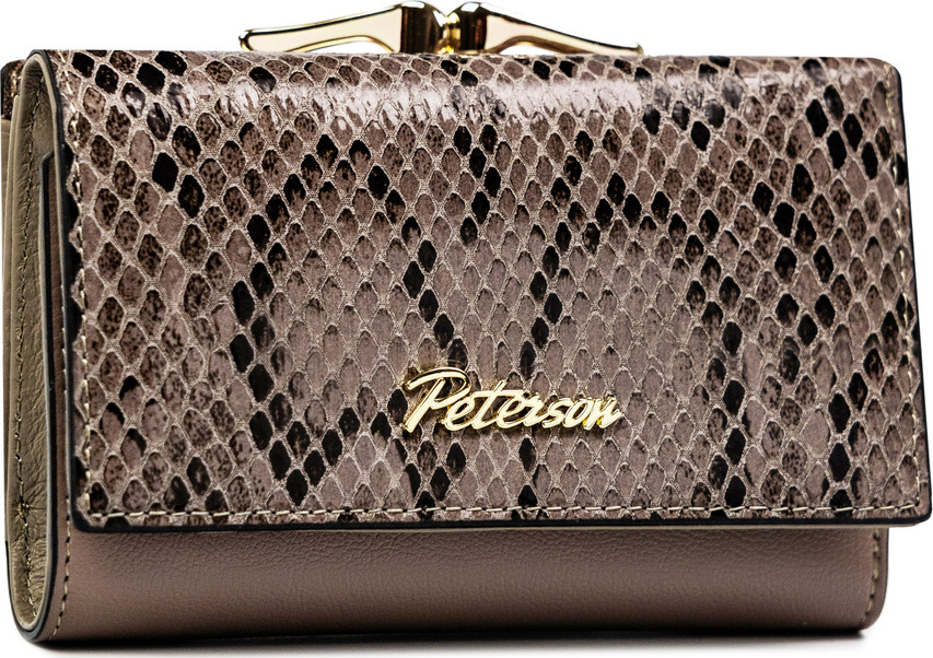 Peterson sivá stredná kožená peňaženka s haďou potlačou Y253 [DH] PTN SM-412 Veľkosť: ONE SIZE