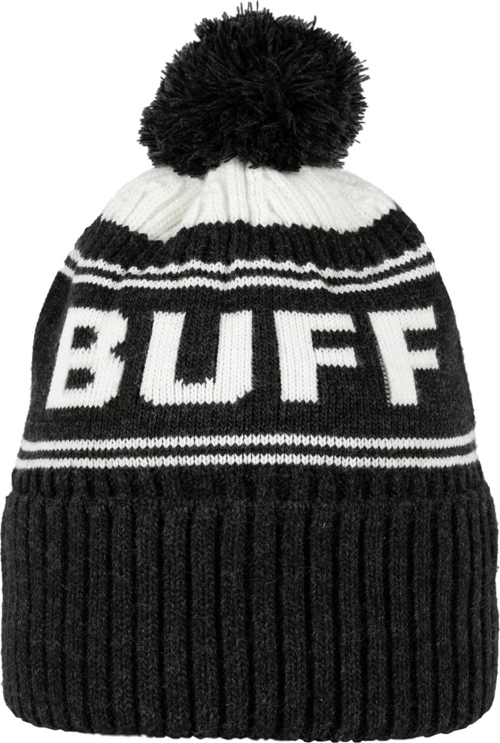 Čierno-biela čiapka s brmbolcom Buff Hido Knitted Hat Beanie 1323325551000 Veľkosť: ONE SIZE