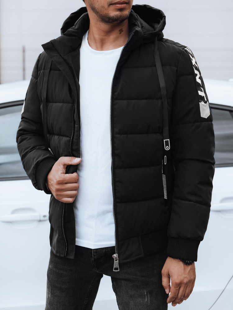 Čierna prešívaná bunda s nášivkou TX4637 Veľkosť: 2XL