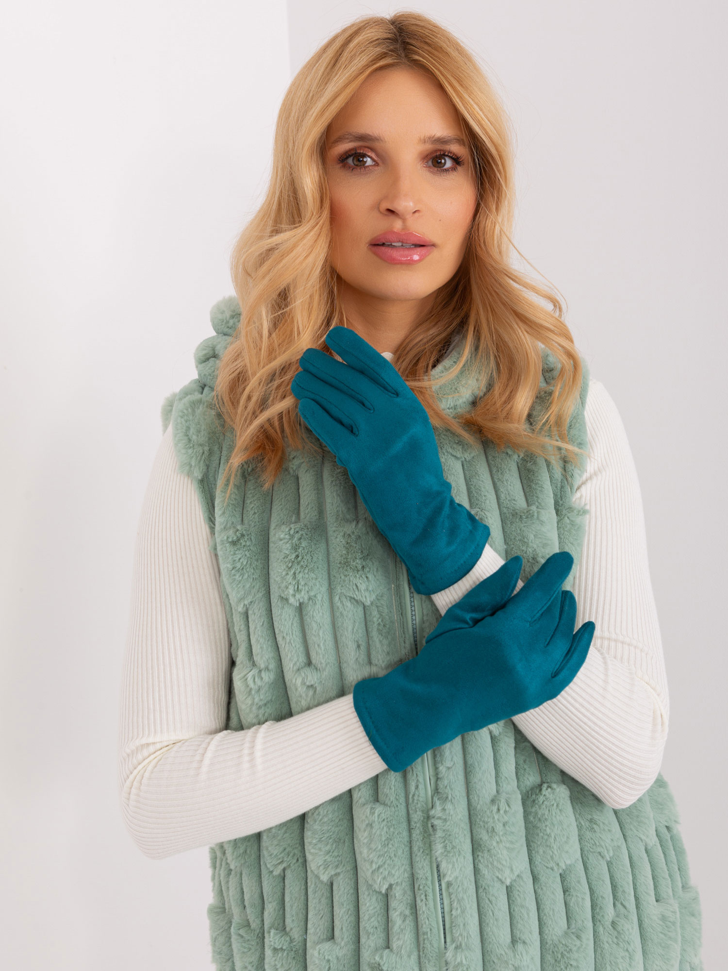 Tyrkysové zateplené rukavice AT-RK-2370.99-turquoise Veľkosť: L/XL