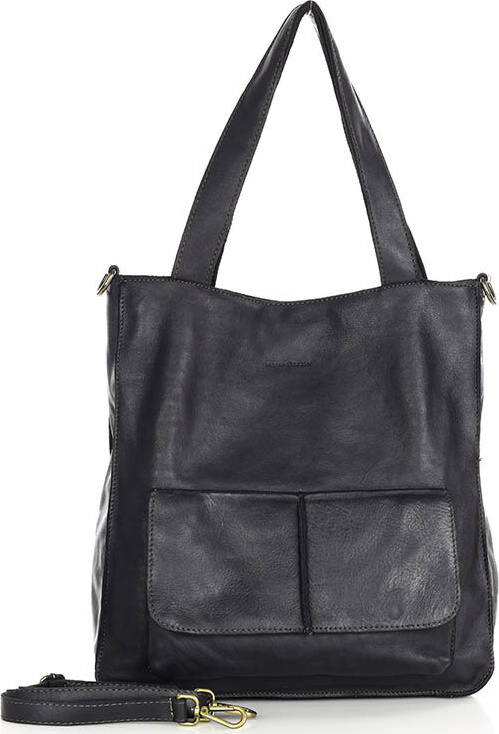 MARCO MAZZINI Čierna dámska kožená shopper kabelka (v234a) Veľkosť: ONE SIZE