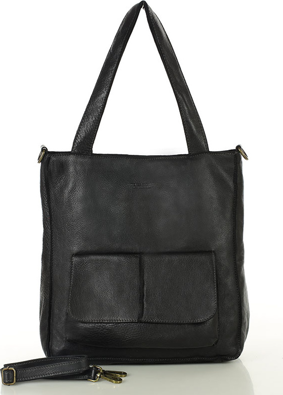 MARCO MAZZINI Čierna dámska kožená shopper kabelka (v234a) Veľkosť: ONE SIZE