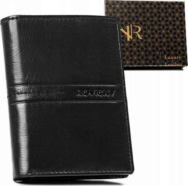 Rovicky Čierna kožená peňaženka bez zapínania L215 [DH] R-N4-GAT Veľkosť: ONE SIZE