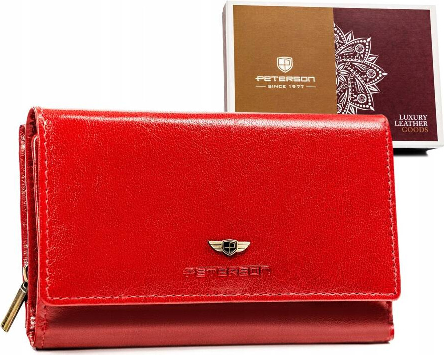 Peterson Červená stredná kožená peňaženka Y566 [DH] PTN 206-VTBD Veľkosť: ONE SIZE